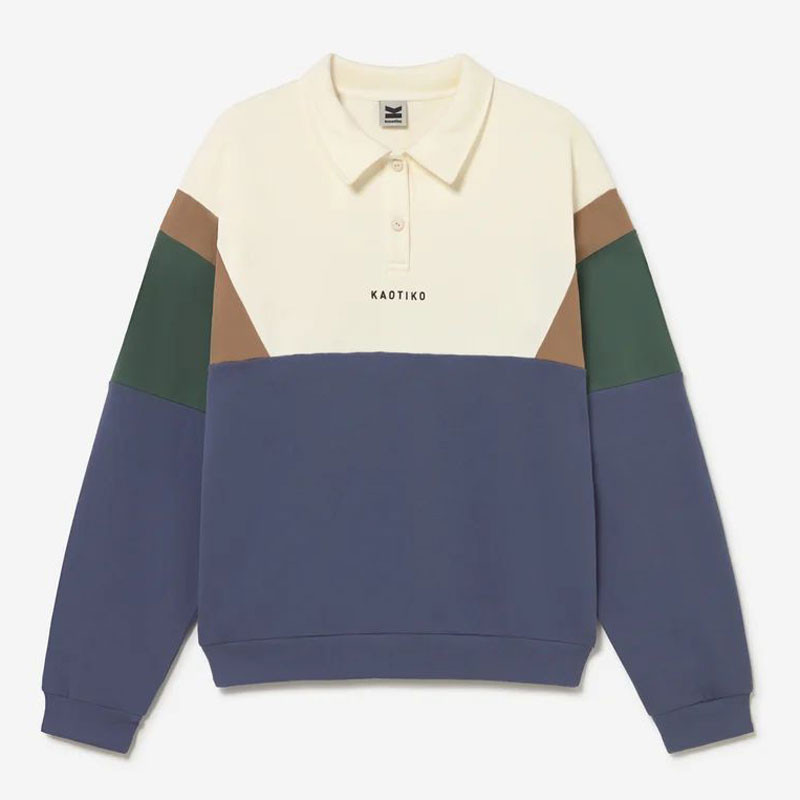 Sudadera Kaotiko: Crew Polo Harry (Ivory Brown Green Blue)