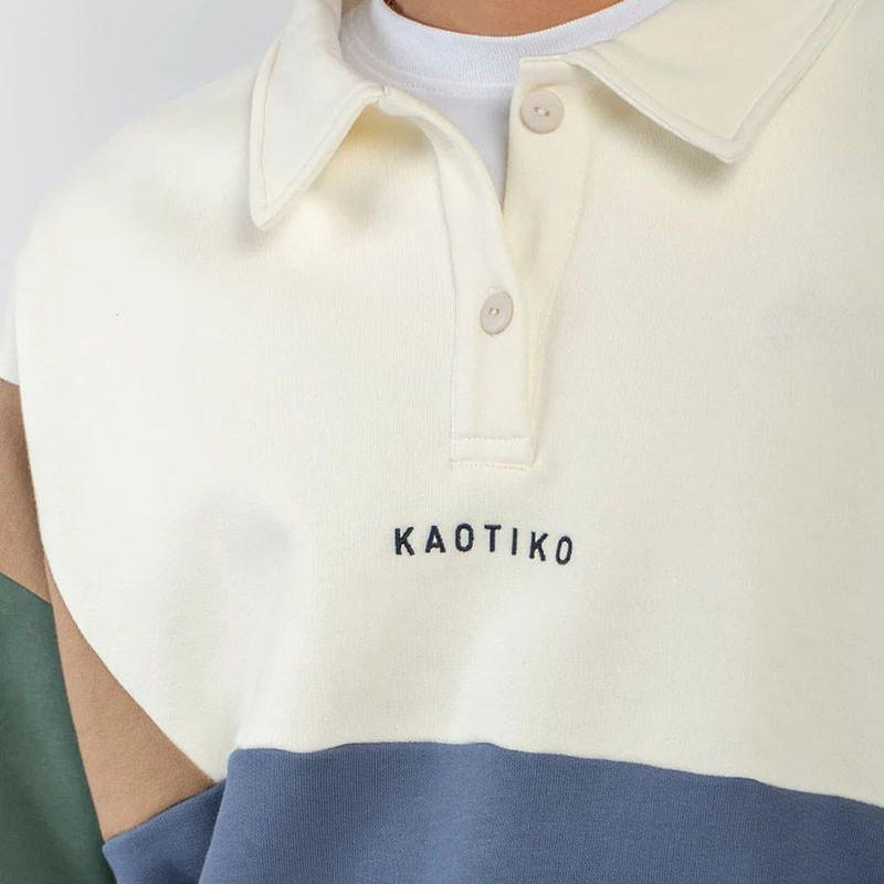 Sudadera Kaotiko: Crew Polo Harry (Ivory Brown Green Blue)