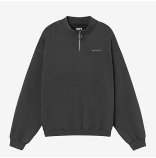 Sudadera Kaotiko: Crew Zipper Washed Apres Ski (Black)