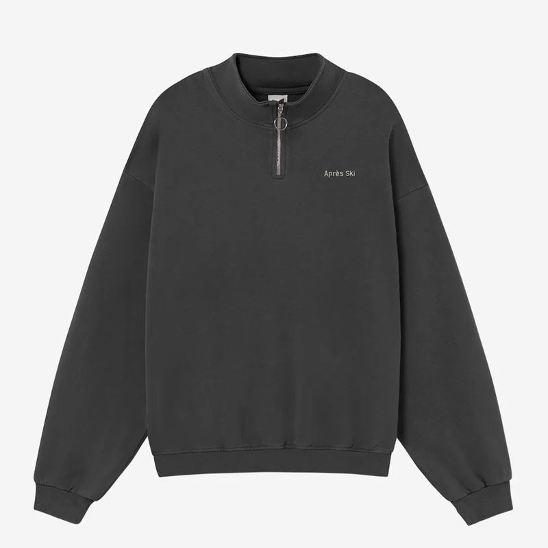 Sudadera Kaotiko: Crew Zipper Washed Apres Ski (Black)