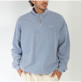 Sudadera Kaotiko: Crew Zipper Washed Apres Ski (Steel)