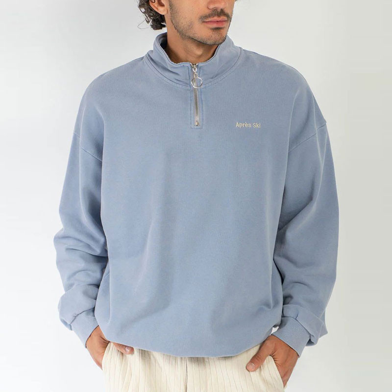 Sudadera Kaotiko: Crew Zipper Washed Apres Ski (Steel)
