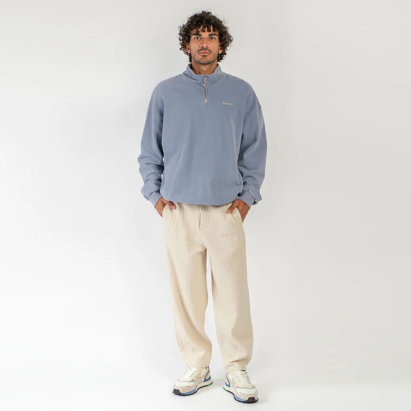 Sudadera Kaotiko: Crew Zipper Washed Apres Ski (Steel)
