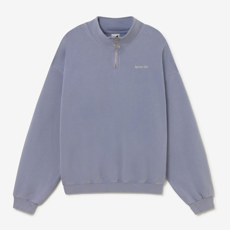 Sudadera Kaotiko: Crew Zipper Washed Apres Ski (Steel)