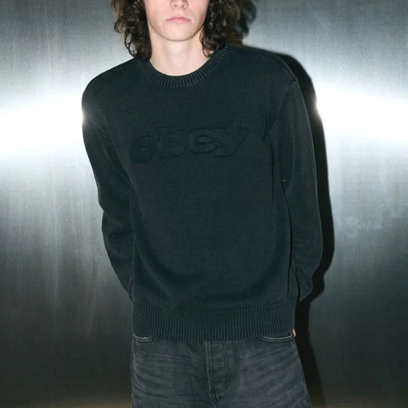 Jersey Obey: Fade Wash Speed Logo Sweater (Digital Blk)