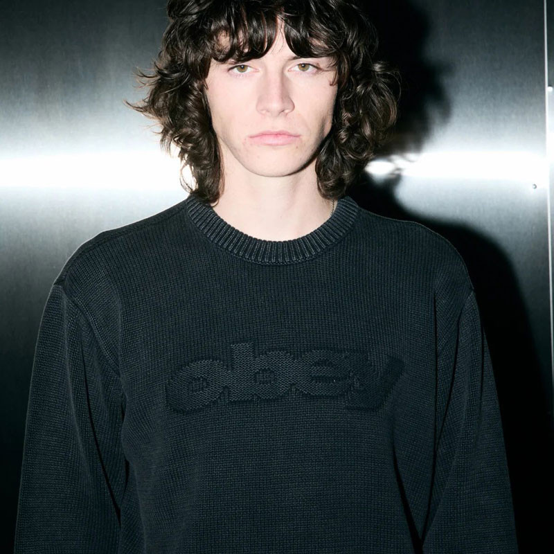 Jersey Obey: Fade Wash Speed Logo Sweater (Digital Blk)