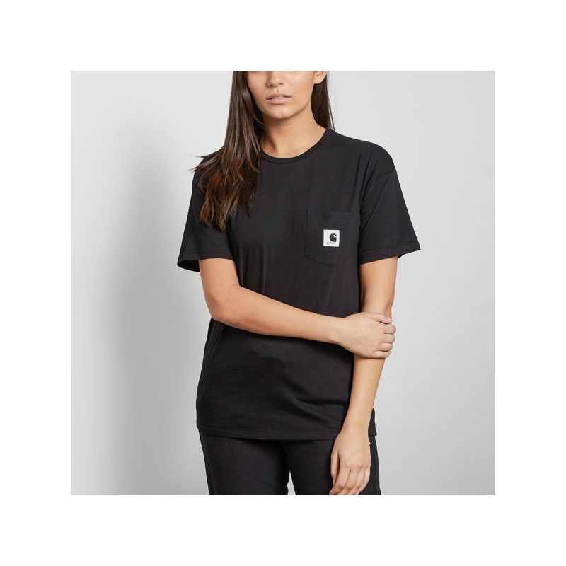 Camiseta outlet Carhartt WIP W SS Carrie Pocket T Shirt Black Ash Hea | Atlas Stoked
