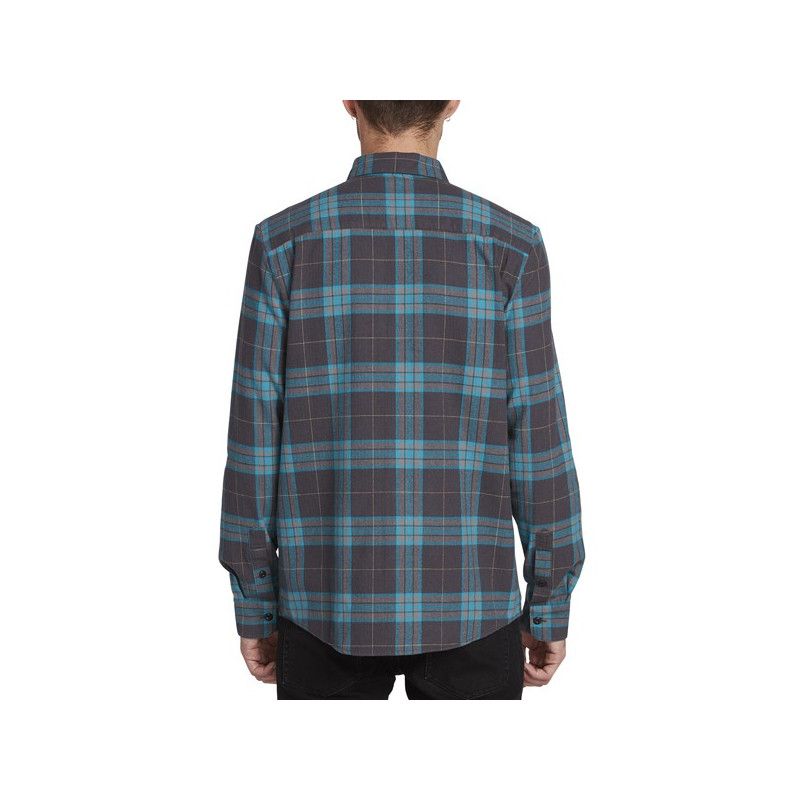 Camisa Volcom: CADEN PLAID LS (ASPHALT BLACK)