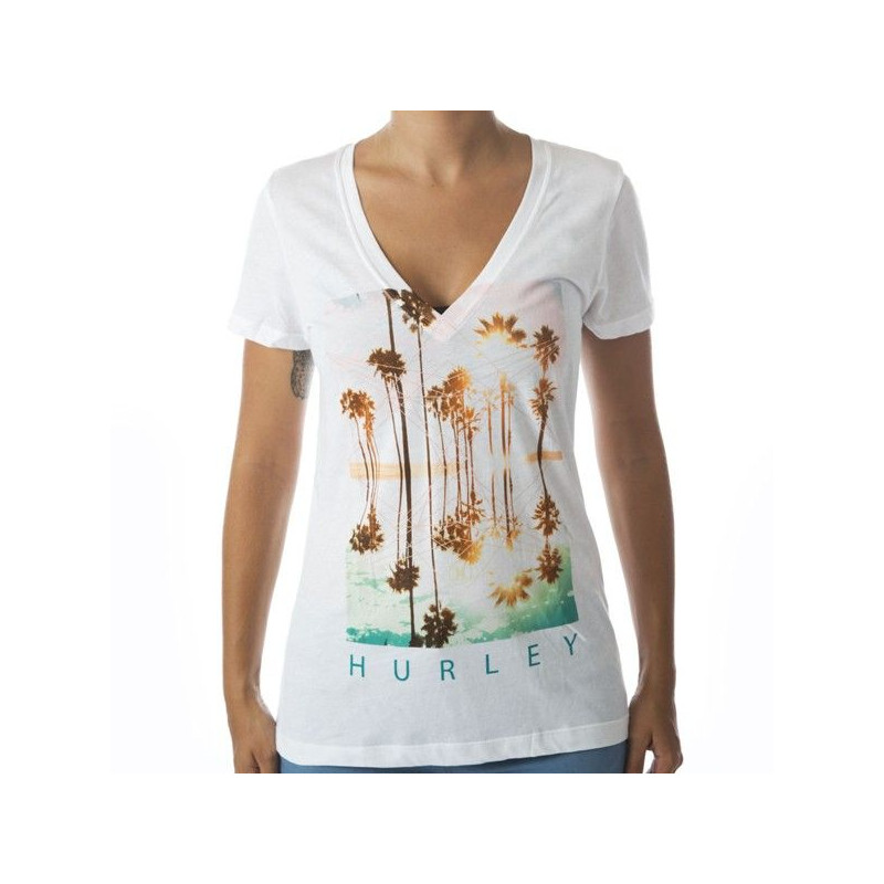Camiseta Hurley: Tropical Maze Perfect V (White)