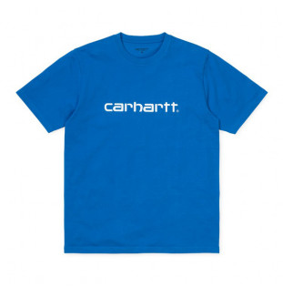 Camiseta Carhartt: SS SCRIPT T SHIRT (AZZURO WHITE)