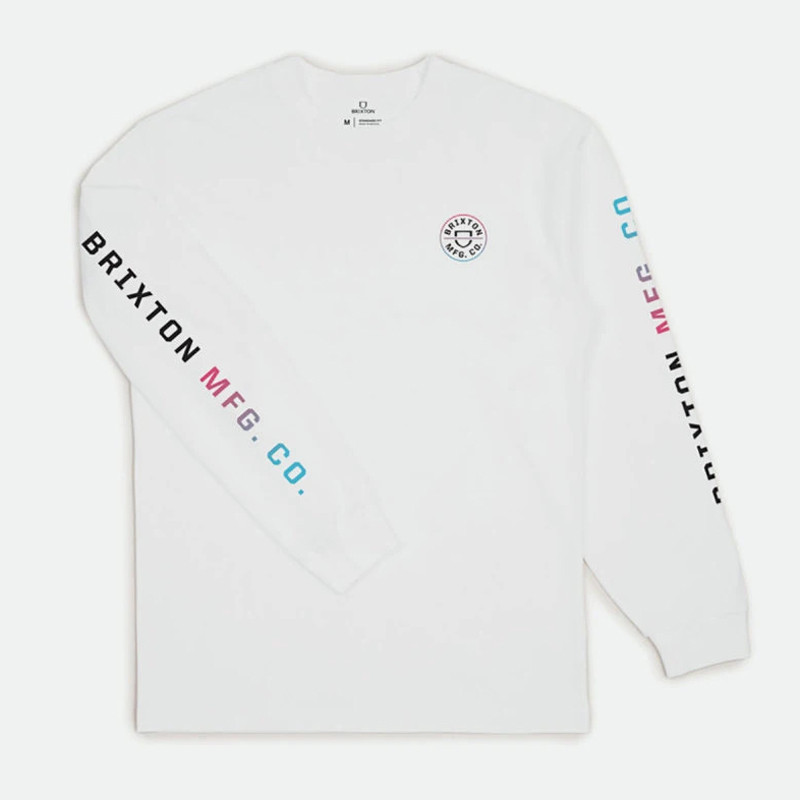 Camiseta Brixton: Crest LS STT (White Light Blue Pink)