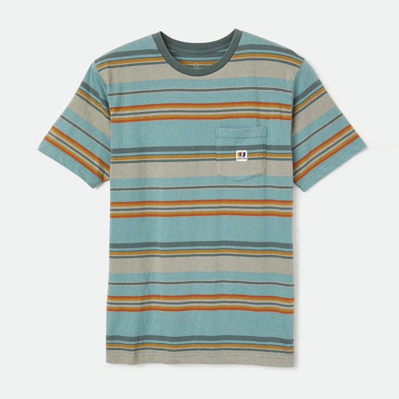 Camiseta Brixton: Hilt Alton SS Pkt Knit (Aqua Cloud Wash)