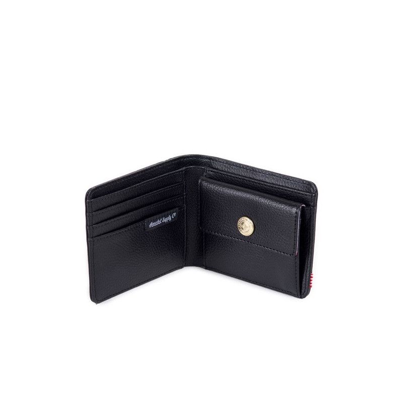 Cartera Herschel: Hank Coin Leather (Black Pebble)