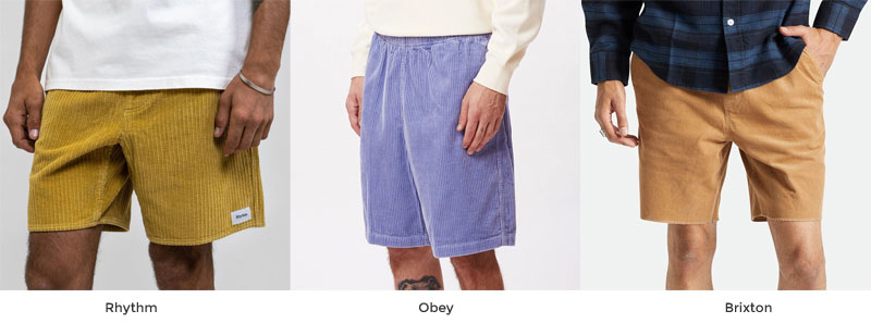 Pantalones cortos de pana de Rhythm, Obey y Brixton