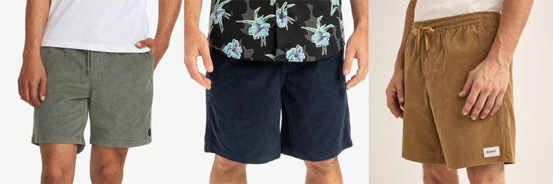 Pantalones cortos de pana de RVCA, Quiksilver y Rhythm