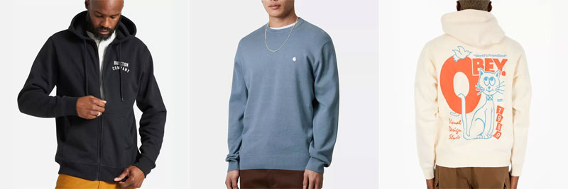 Diferentes estilos de sudadera y jersey