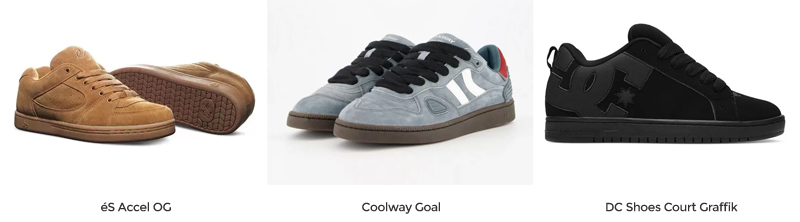 Zapatillas Accel de éS Skateboarding, Coolway Goal y Court Graffik de DC Shoes