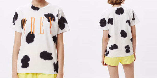 Camiseta Obey New que simula el pelaje de una vaca